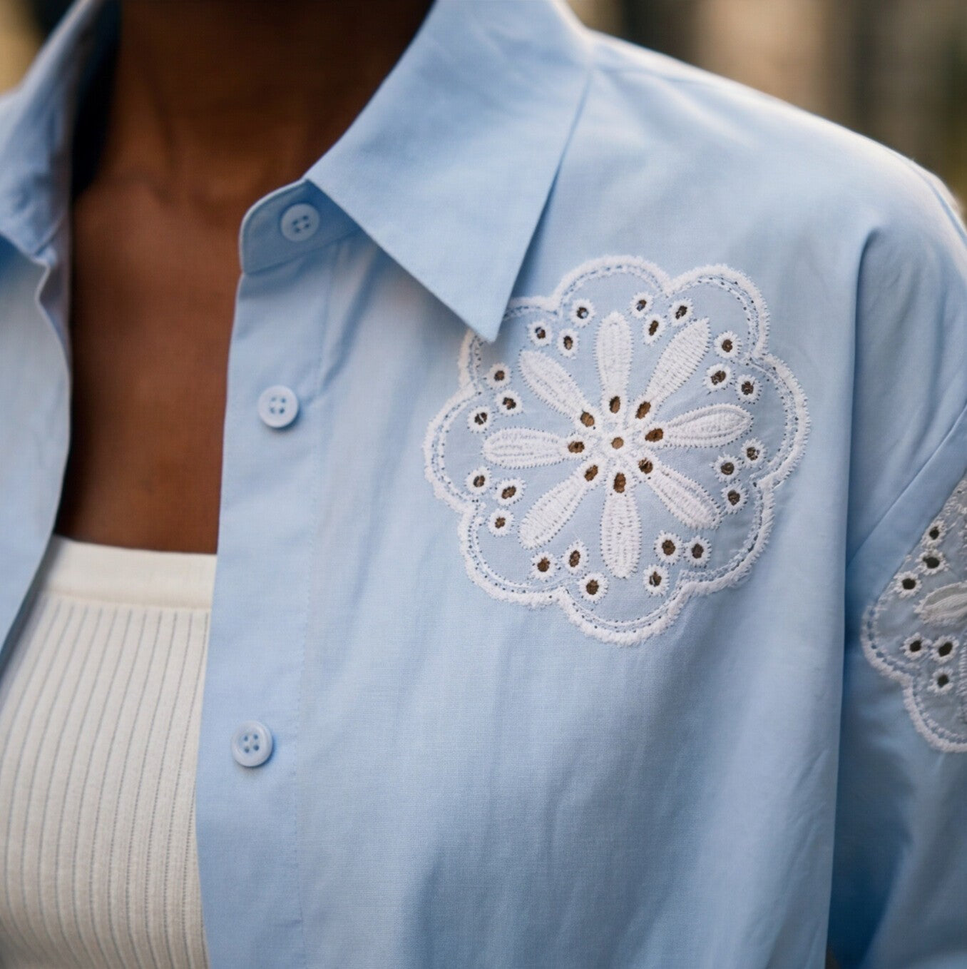 Chic Cotton Women's Blouse with Embroidery