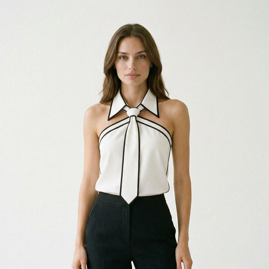 Chic Sleeveless Halter Neck Blouse - Summer Tops for Women