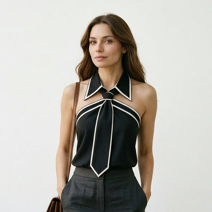 Chic Sleeveless Halter Neck Blouse - Summer Tops for Women
