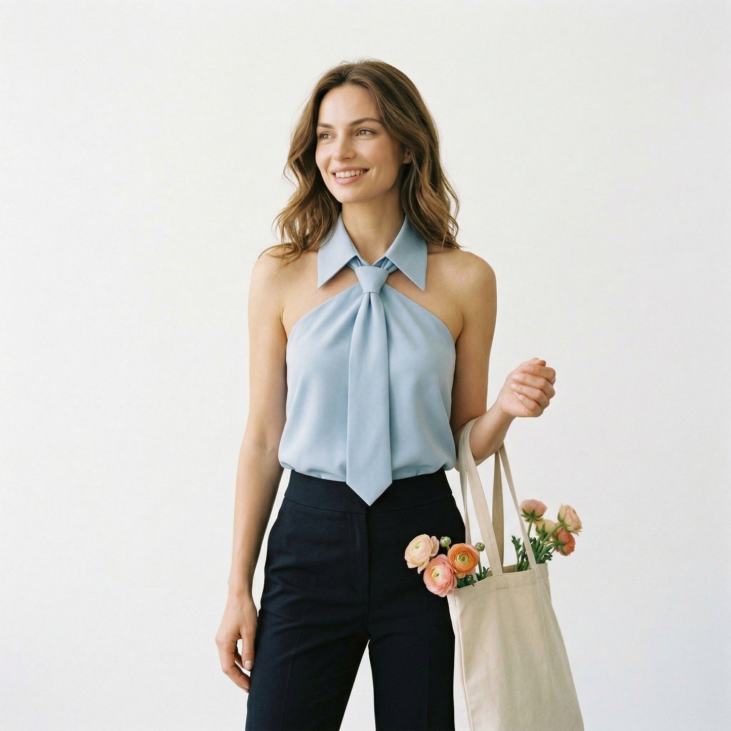 Chic Sleeveless Halter Womens Blouse - Summer Top for Women