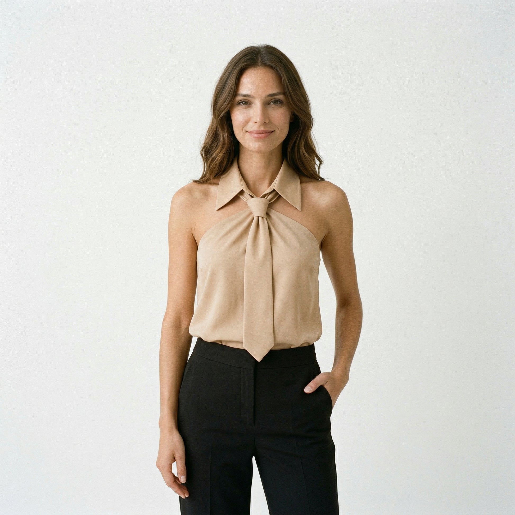 Chic Sleeveless Halter Womens Blouse - Summer Top for Women