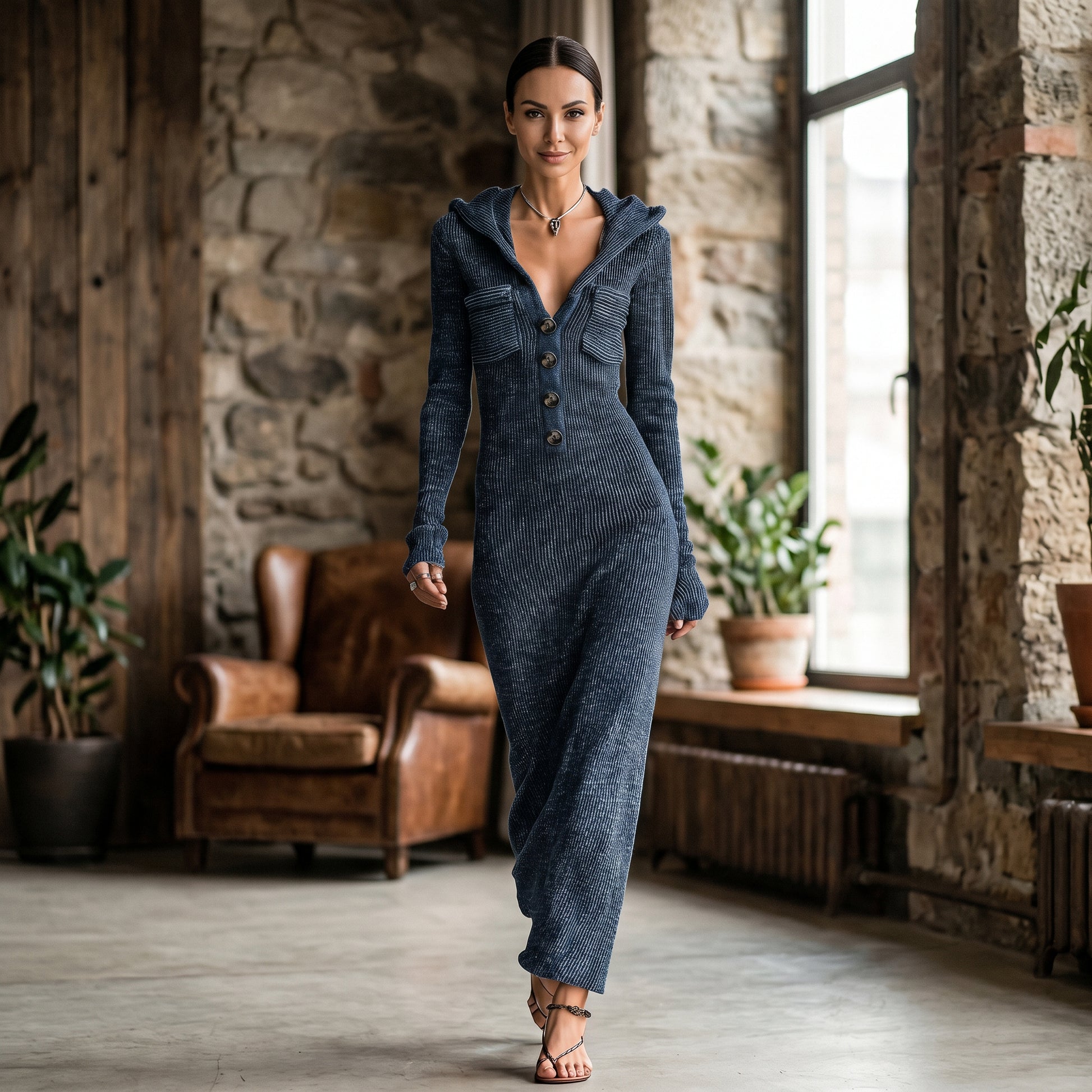 Claire - Cozy Hooded Women's Maxi Dress DONE 05-15-2026