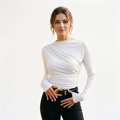Claire - Stylish Women's Shirt with Long Sleeves and Mock Neck DONE 05-31-2026