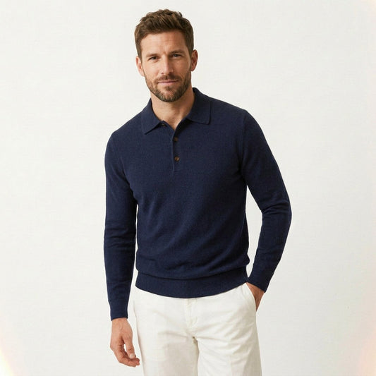Classic Comfortable Merino Wool Polo Sweater