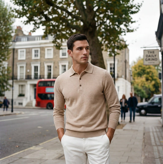 Classic Comfortable Merino Wool Polo Sweater