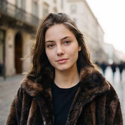 Cozy Retro Faux Fur Bomber Jacket for Women