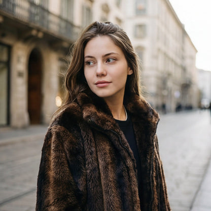 Cozy Retro Faux Fur Bomber Jacket for Women