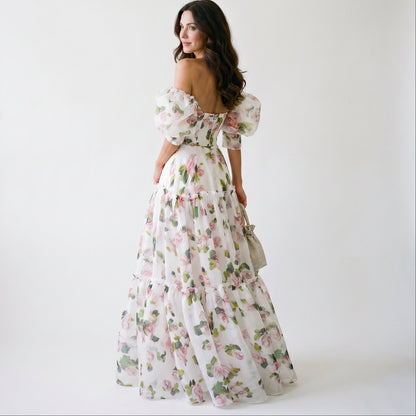 Diana - Elegant Floral Print Evening Gown for Formal Events