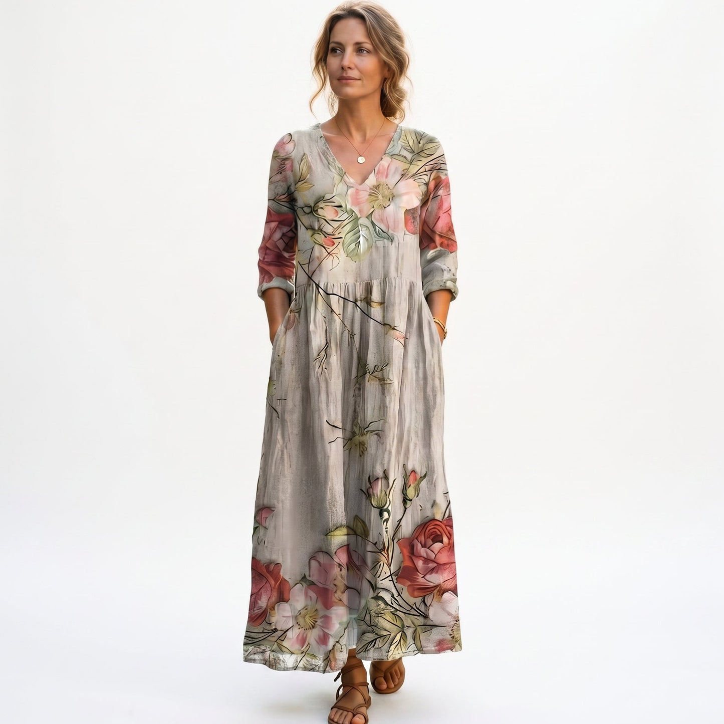 Edith - Flowy Floral Women's Summer Maxi Dress