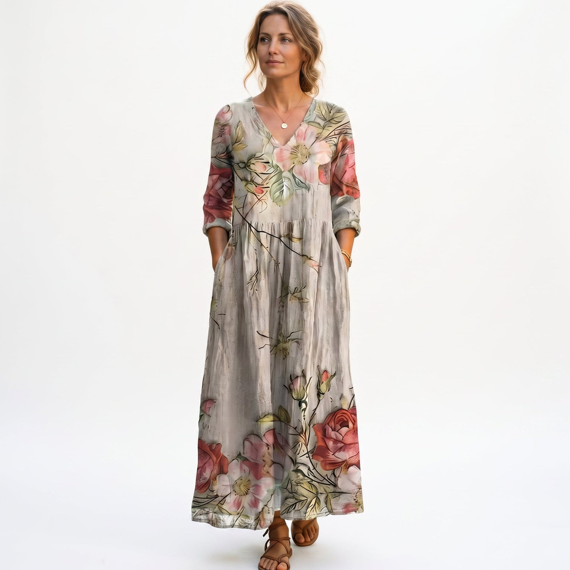 Edith - Flowy Floral Women's Summer Maxi Dress