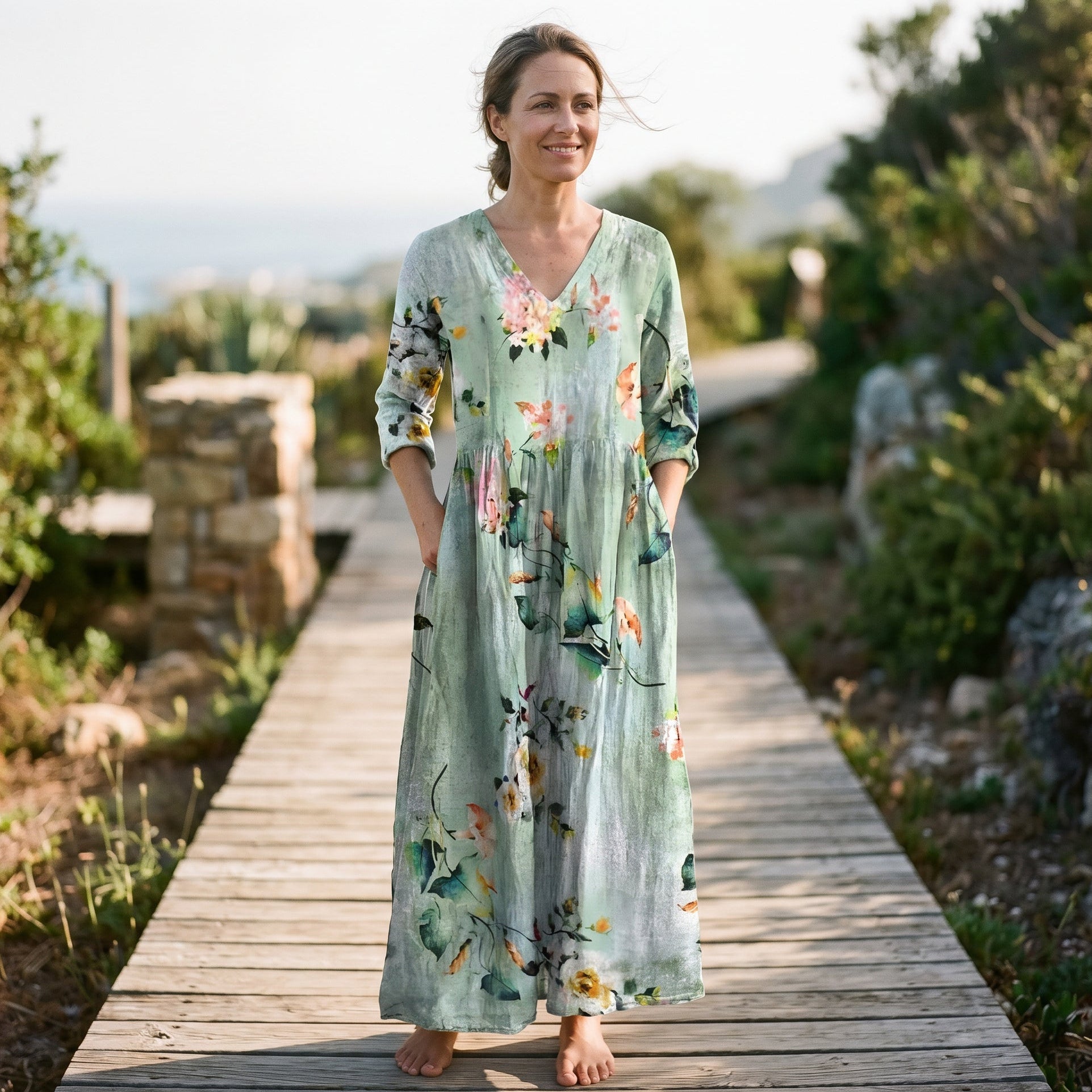 Edith - Flowy Floral Women's Summer Maxi Dress