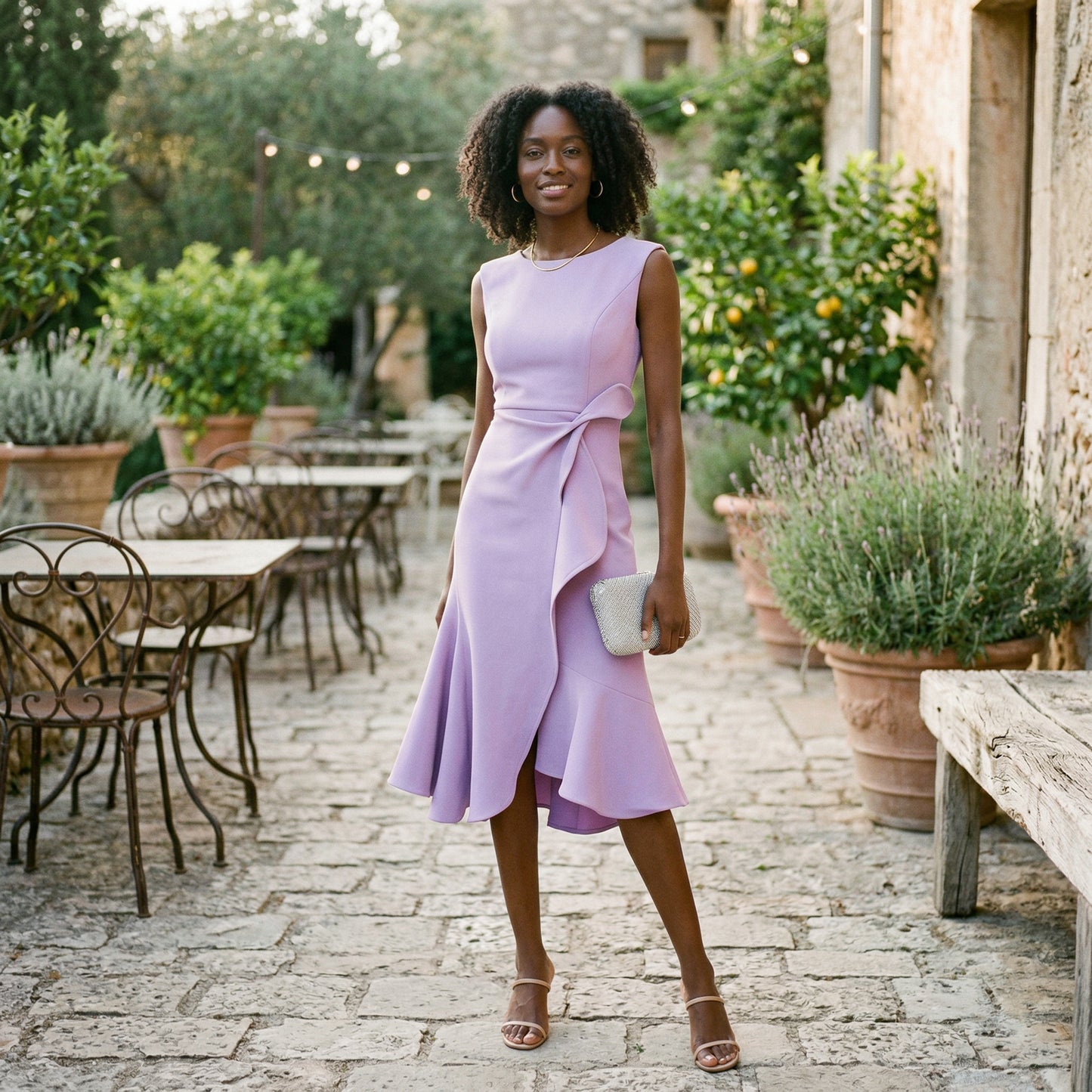 Elegant Asymmetric Midi Dress for Wedding Guests and Formal Events