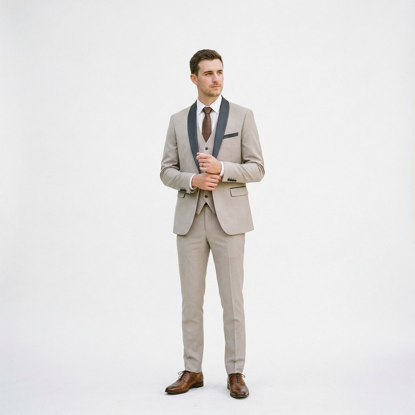 Elegant Black Men's Three Piece Suit for Weddings and Formal Occasions