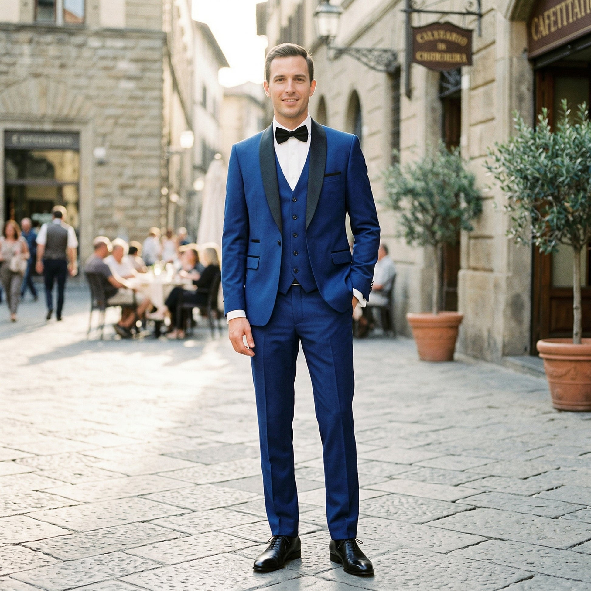 Elegant Black Men's Three Piece Suit for Weddings and Formal Occasions