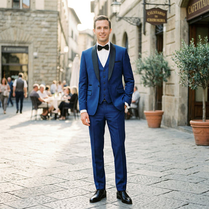Elegant Black Men's Three Piece Suit for Weddings and Formal Occasions