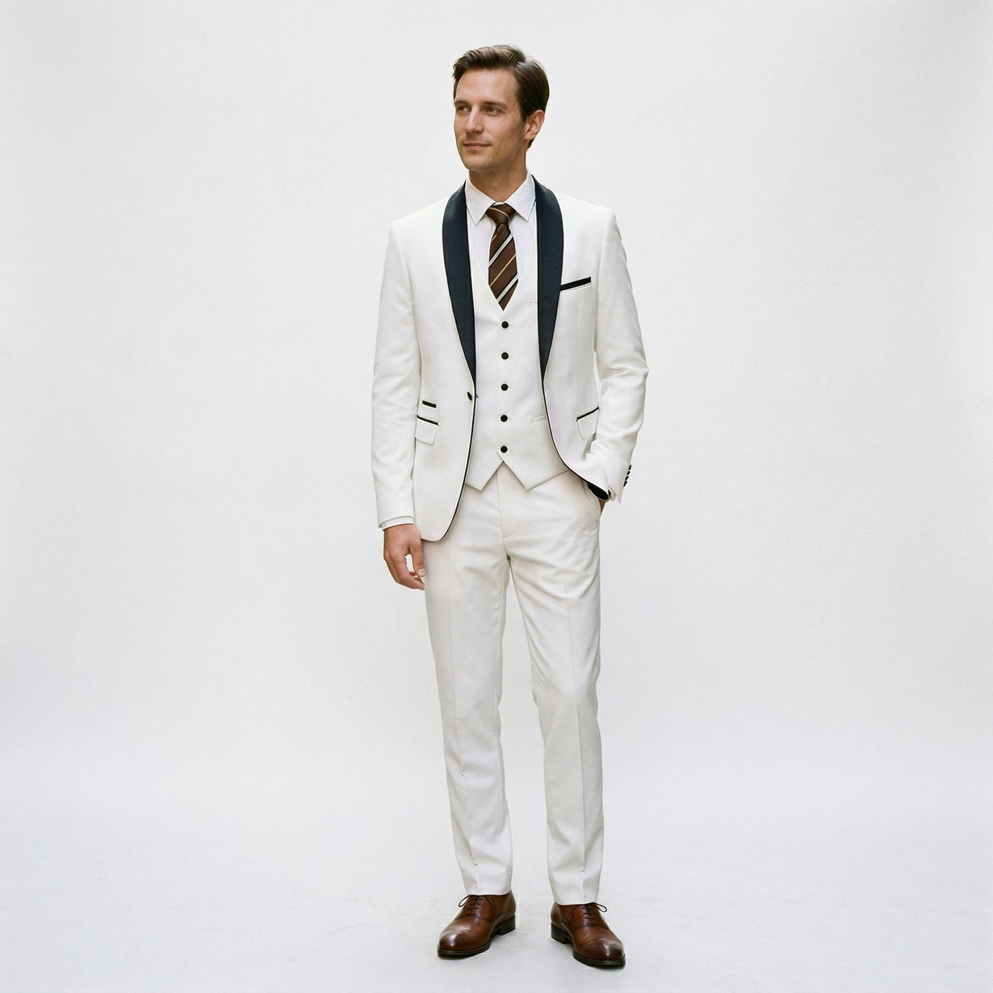 Elegant Black Men's Three Piece Suit for Weddings and Formal Occasions
