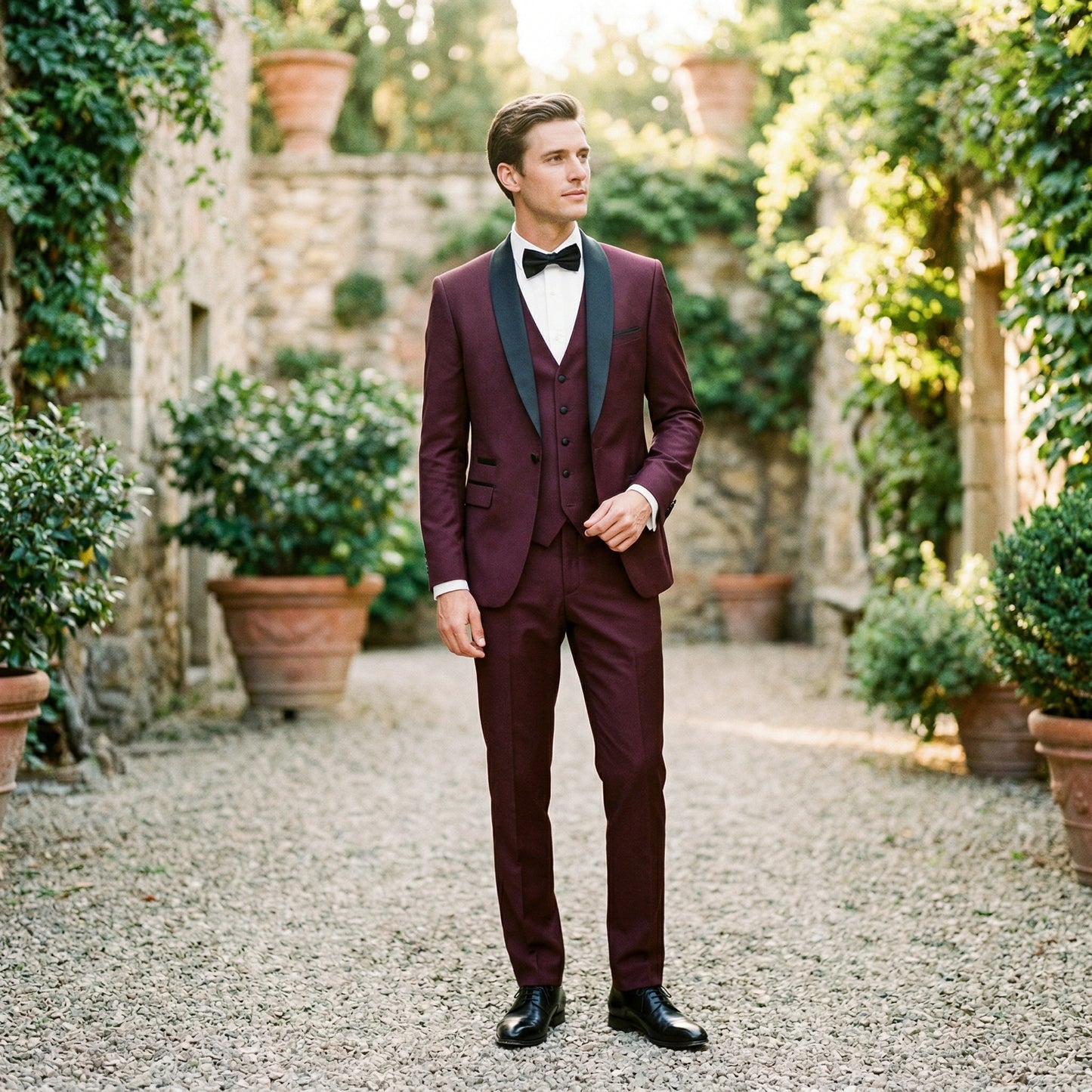Elegant Black Men's Three Piece Suit for Weddings and Formal Occasions