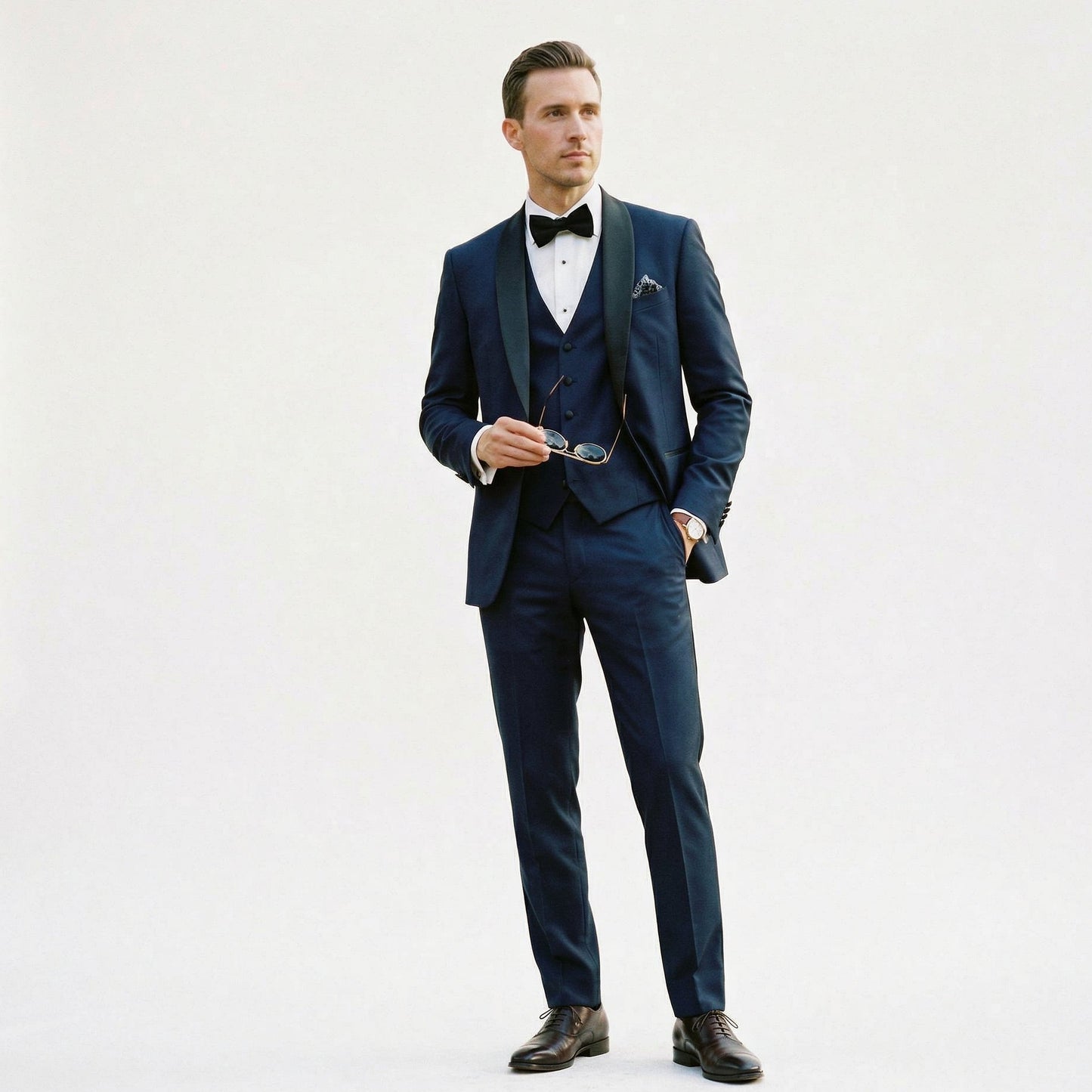 Elegant Black Men's Three Piece Suit for Weddings and Formal Occasions
