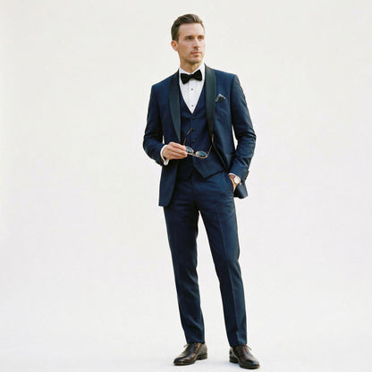 Elegant Black Men's Three Piece Suit for Weddings and Formal Occasions