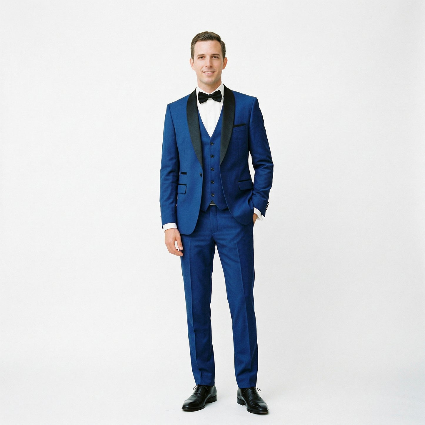 Elegant Black Men's Three Piece Suit for Weddings and Formal Occasions