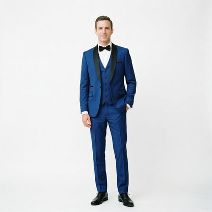 Elegant Black Men's Three Piece Suit for Weddings and Formal Occasions