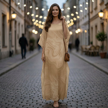 golden long dress Elegant Chiffon Maxi Dress for Women