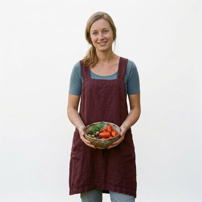 Elegant Cotton Apron Dress with Pockets
