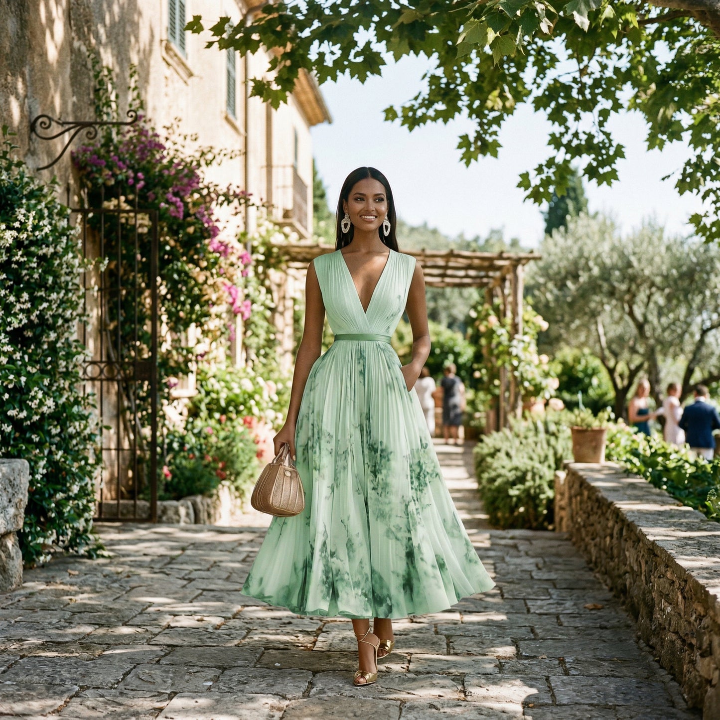 Elegant Floral Long Sleeve Maxi Dress