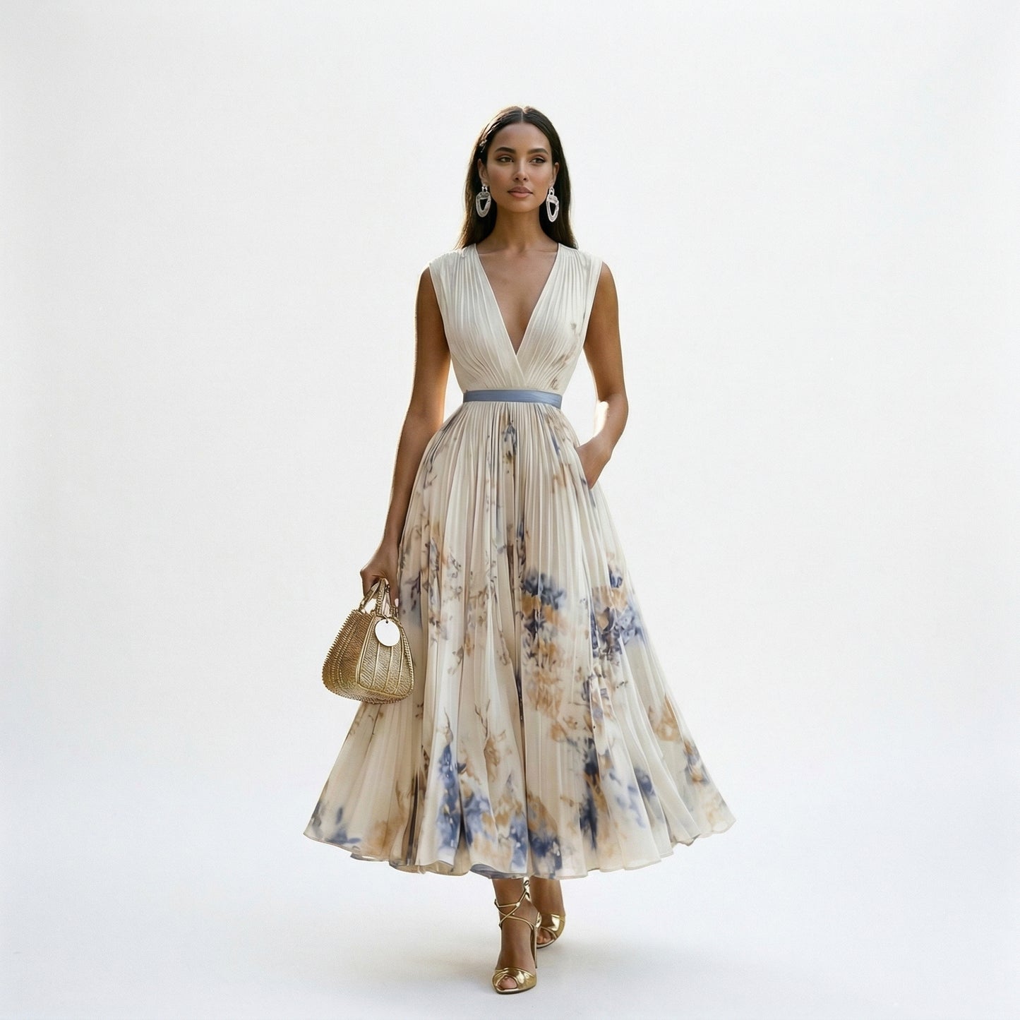 Elegant Floral Long Sleeve Maxi Dress