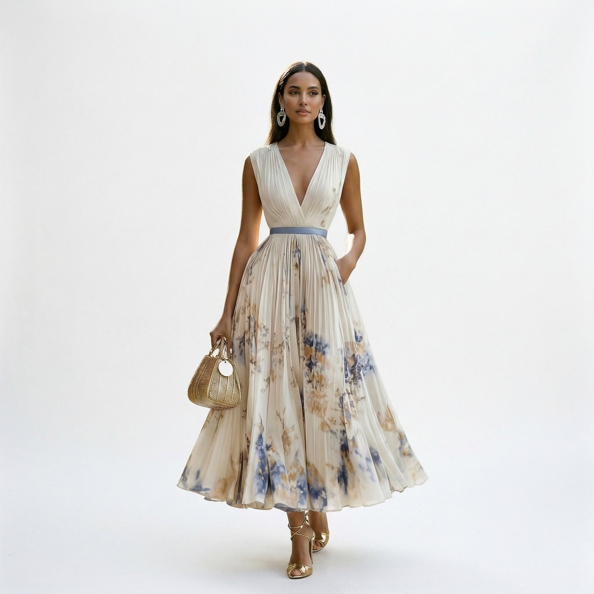 Elegant Floral Long Sleeve Maxi Dress