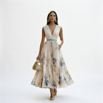 Elegant Floral Long Sleeve Maxi Dress