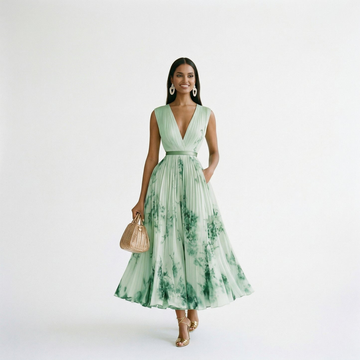 Elegant Floral Long Sleeve Maxi Dress