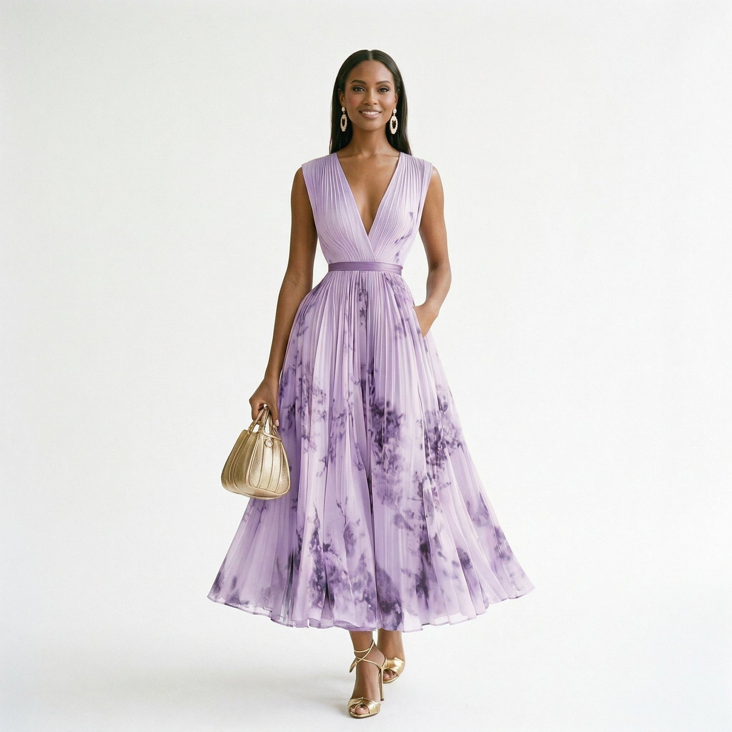 Elegant Floral Long Sleeve Maxi Dress