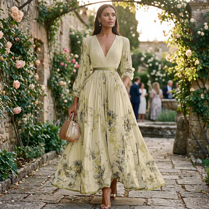 Elegant Floral Long Sleeve Maxi Dress for Women DONE
