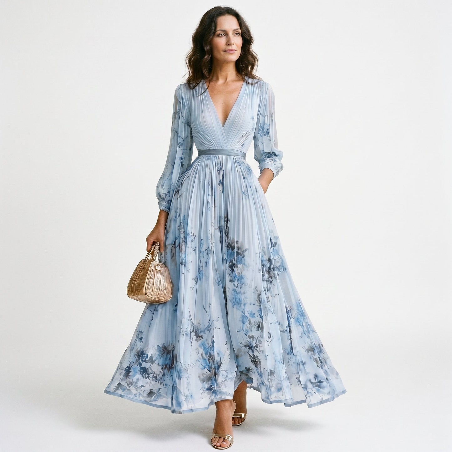 Elegant Floral Long Sleeve Maxi Dress for Women DONE