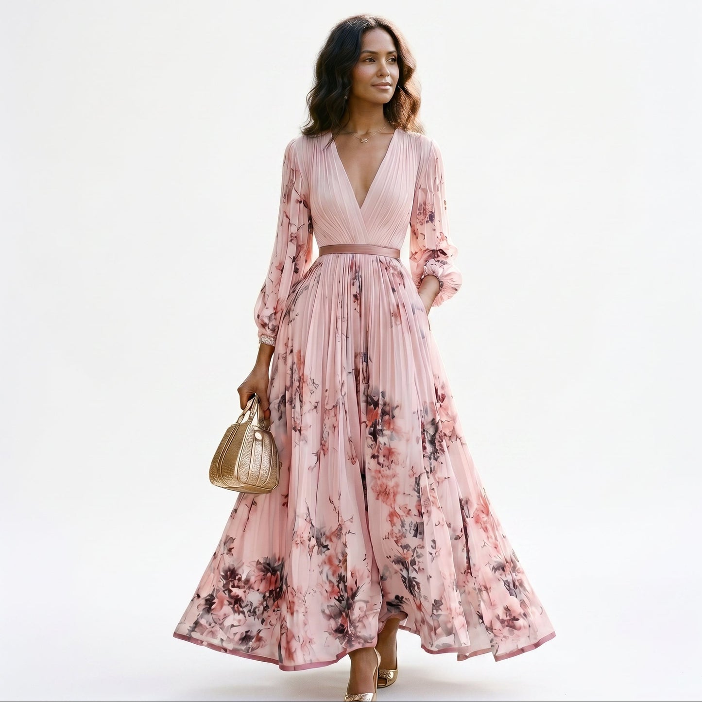 Elegant Floral Long Sleeve Maxi Dress for Women DONE