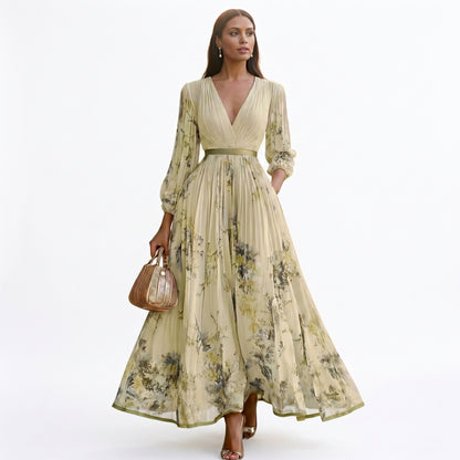 Elegant Floral Long Sleeve Maxi Dress for Women DONE