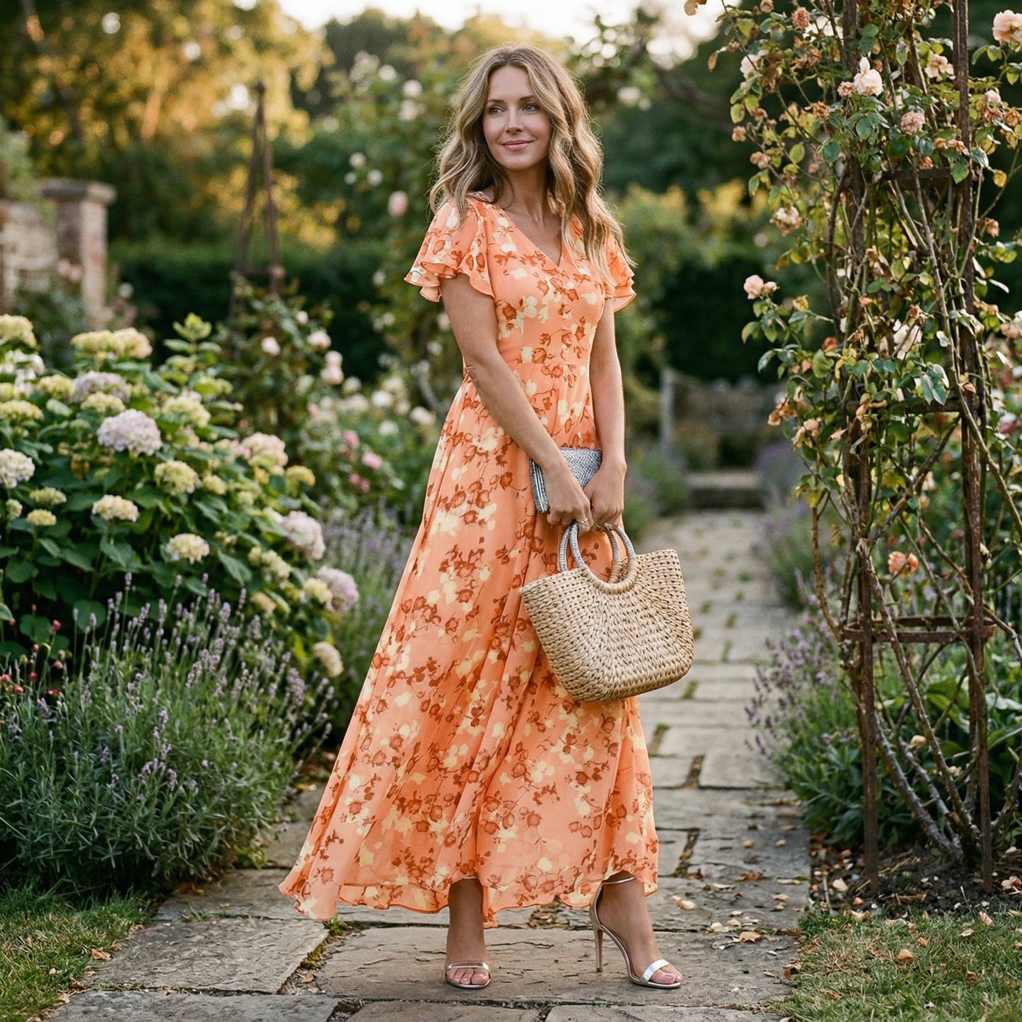 Elegant Floral Maxi Dress for Women - Lightweight Long Dress for Summer