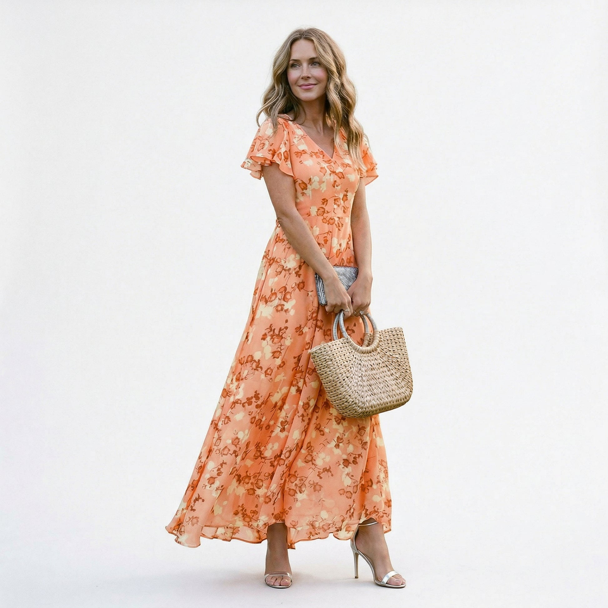 Elegant Floral Maxi Dress for Women - Lightweight Long Dress for Summer