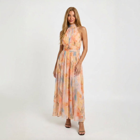 Elegant Floral Midi Summer Dress for Weddings and Cocktails
