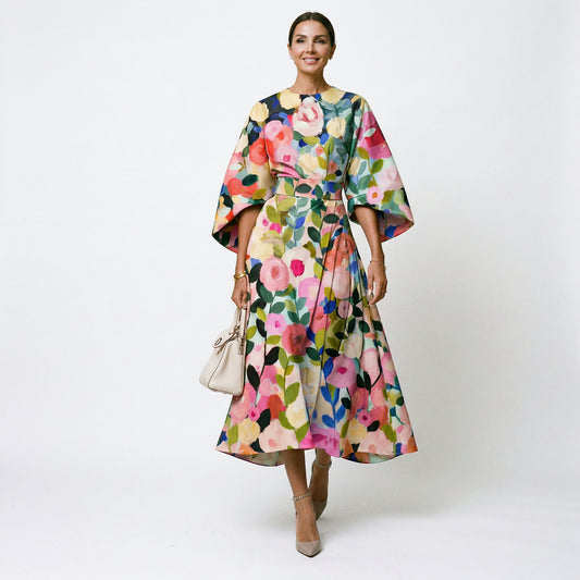 Elegant Floral Summer Dress for Wedding Guests and Formal Events