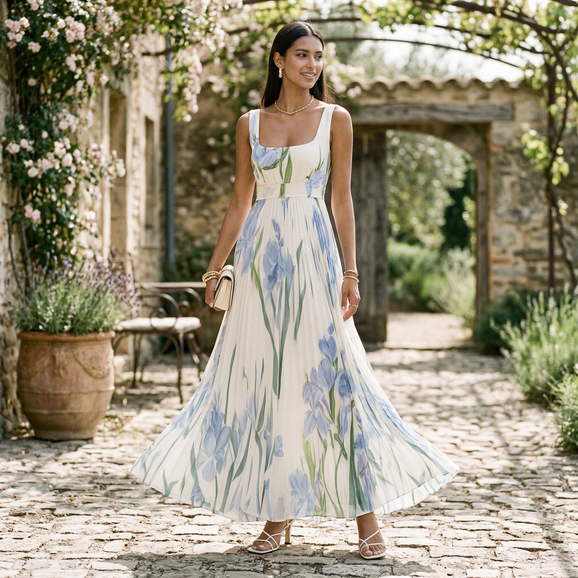 Elegant Floral Summer Maxi Dress for Wedding Guests