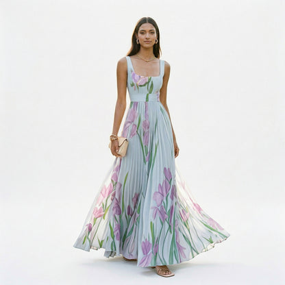 Elegant Floral Summer Maxi Dress for Wedding Guests