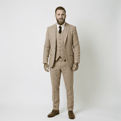 Elegant Herringbone Men's Suit for Weddings