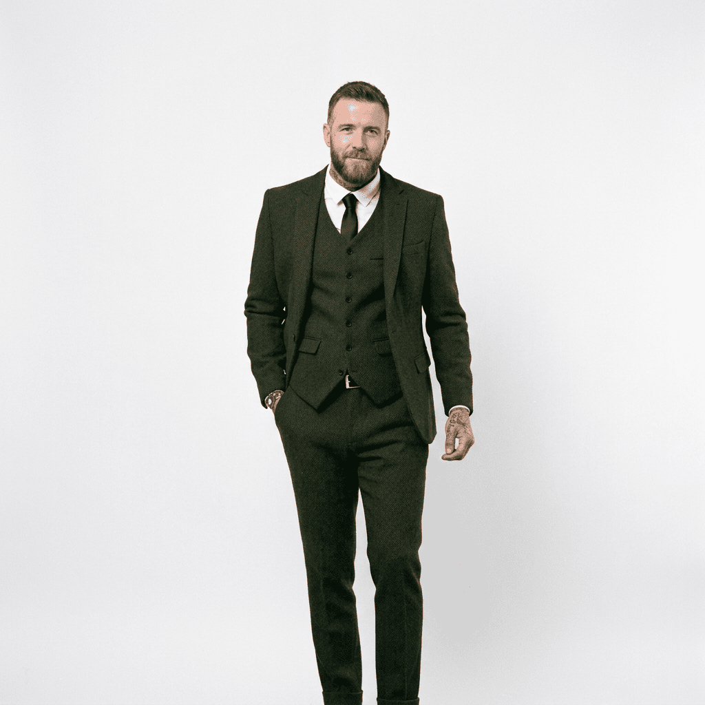 Elegant Herringbone Men's Suit for Weddings