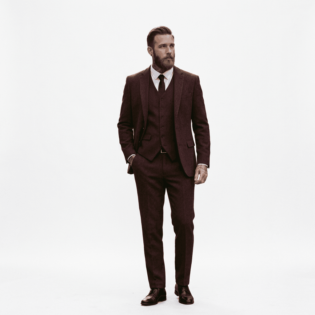 Elegant Herringbone Men's Suit for Weddings