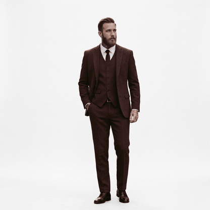 Elegant Herringbone Men's Suit for Weddings