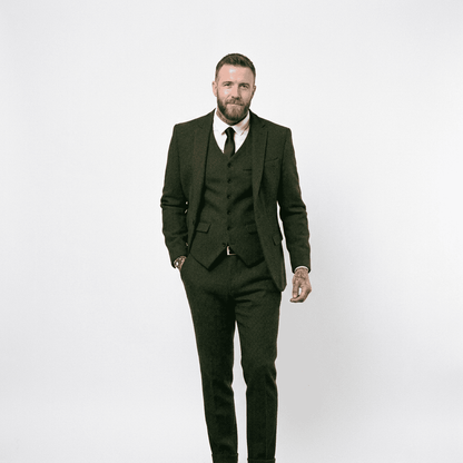 Elegant Herringbone Men's Suit for Weddings