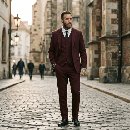 Elegant Herringbone Men's Suit for Weddings