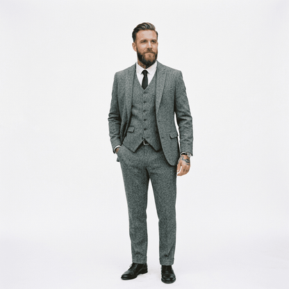 Elegant Herringbone Men's Suit for Weddings